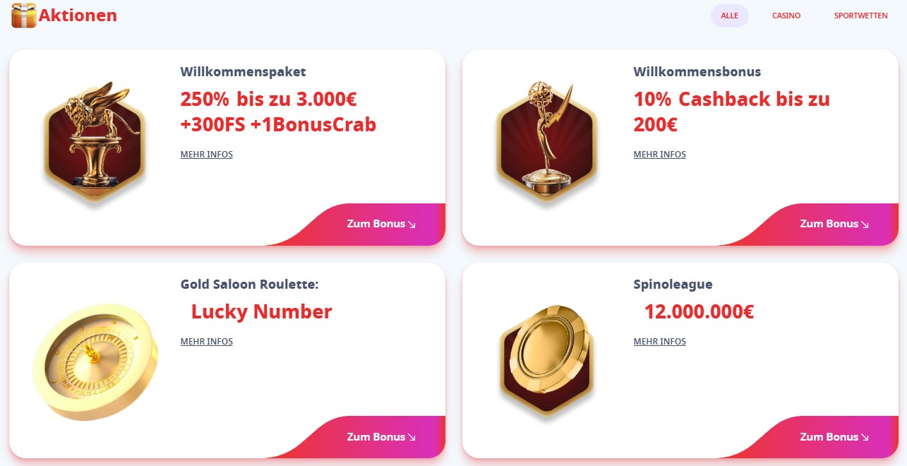 Infinity Casino Bonusangebote fuer Spieler aus Deutschland